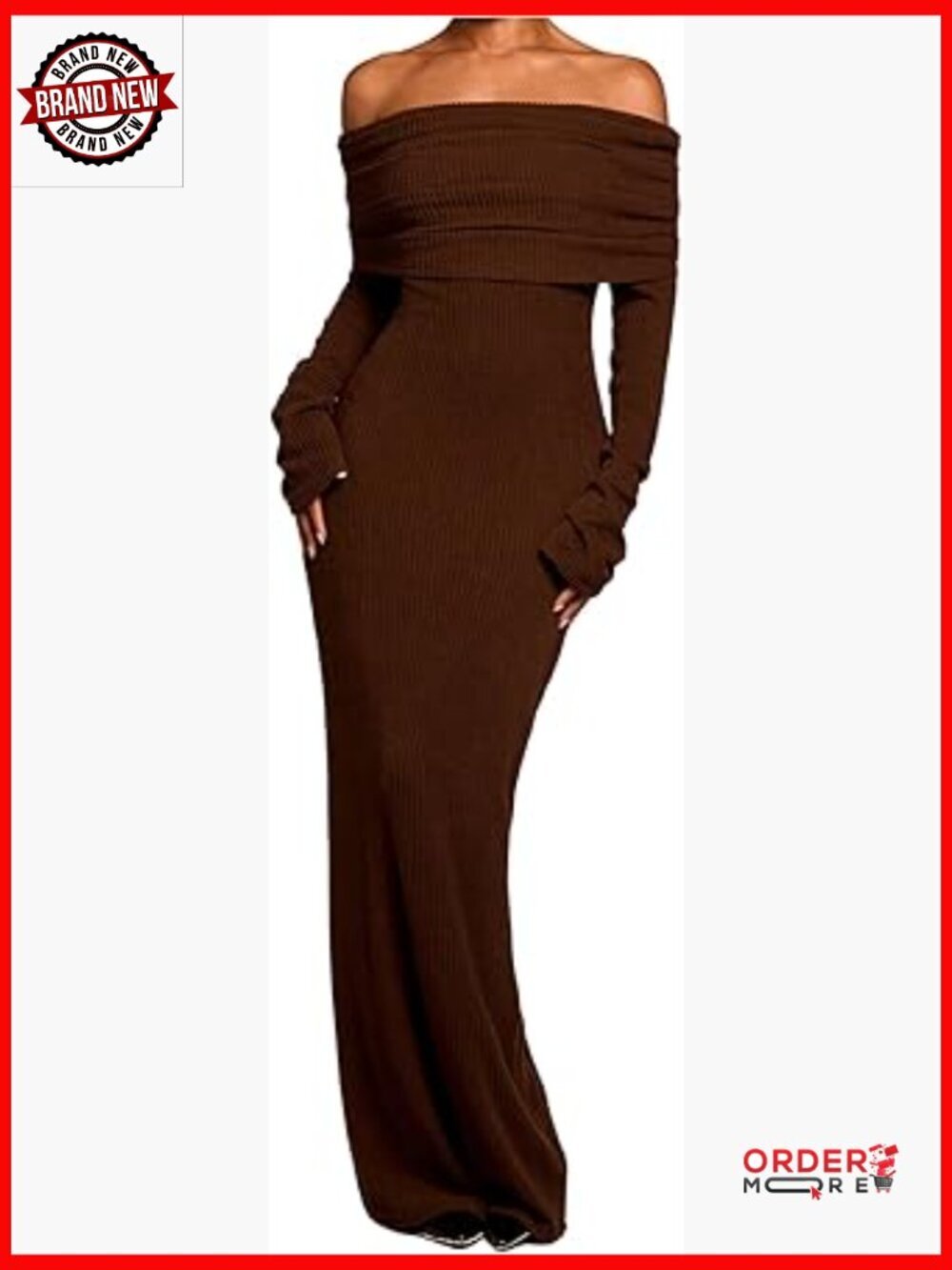 Off The Shoulder Bodycon Maxi Dress Long Sleeve Formal Party Dress